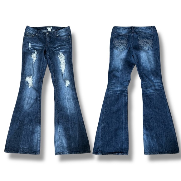 Mudd Denim - Mudd Dark Blue Distressed Flare Jeans